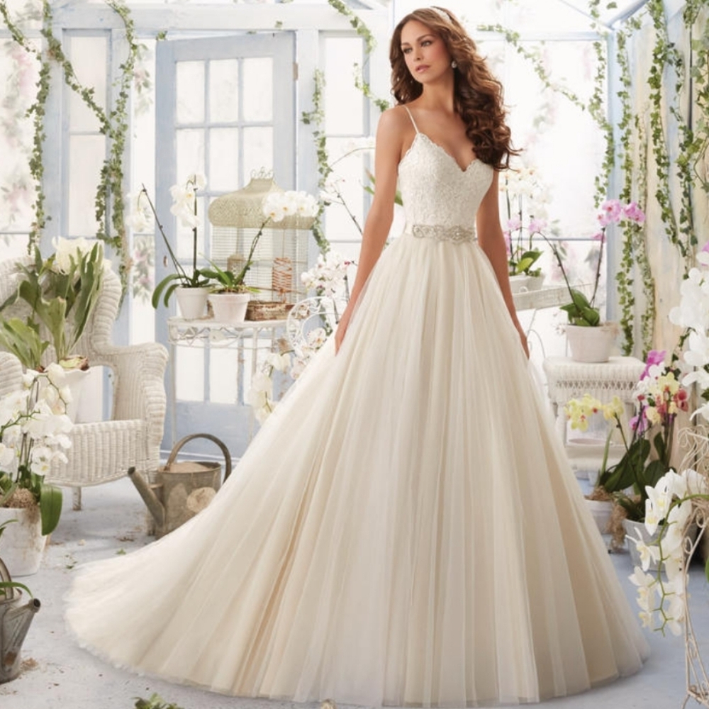 Ivory Light Gold Elegant Bridal Gown 5416